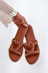 Decorated Flat Women's Sandals Camel Adivrae