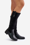 Women's Warm Knee-High Boots With Zipper Black Ivasira