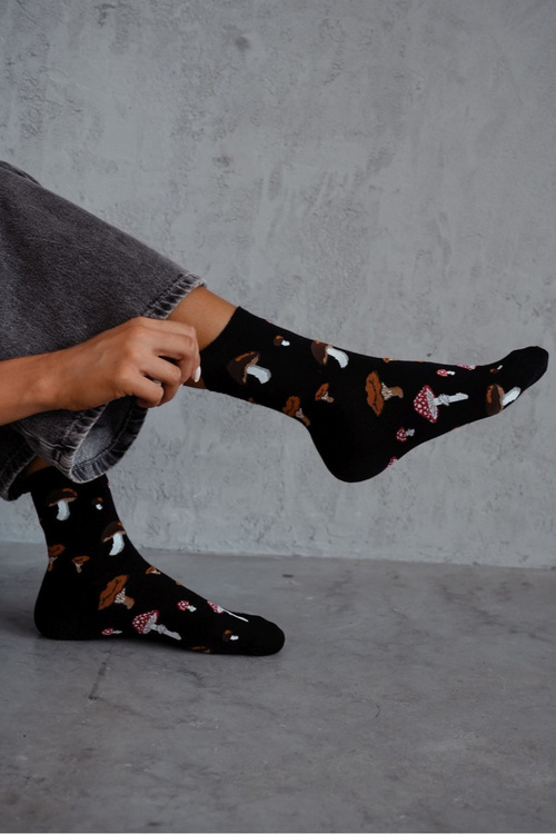 Women's Socks Mushrooms Black