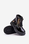 Girls' patent leather ankle boots with zipper black Felori