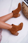 Botki Damskie Na Obcasie Zamszowe Camel Gomen