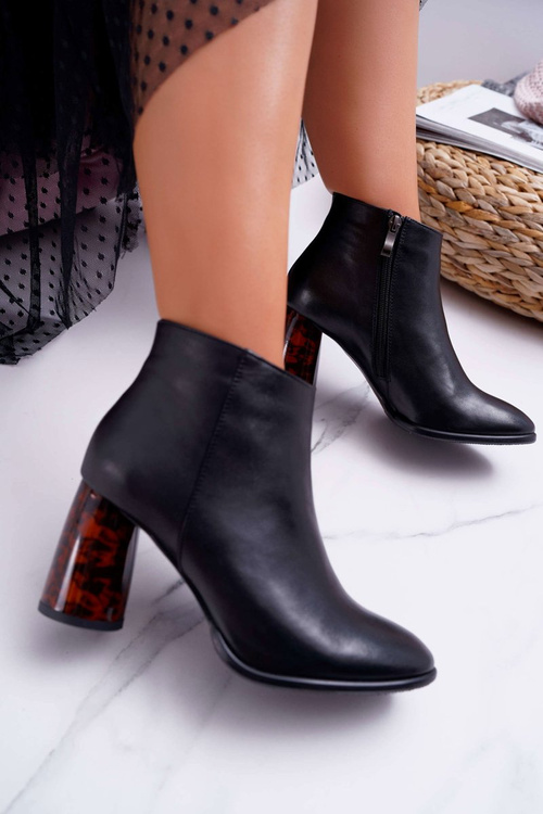 Laura Messi Leather Women's Stiletto Booties Black 2056