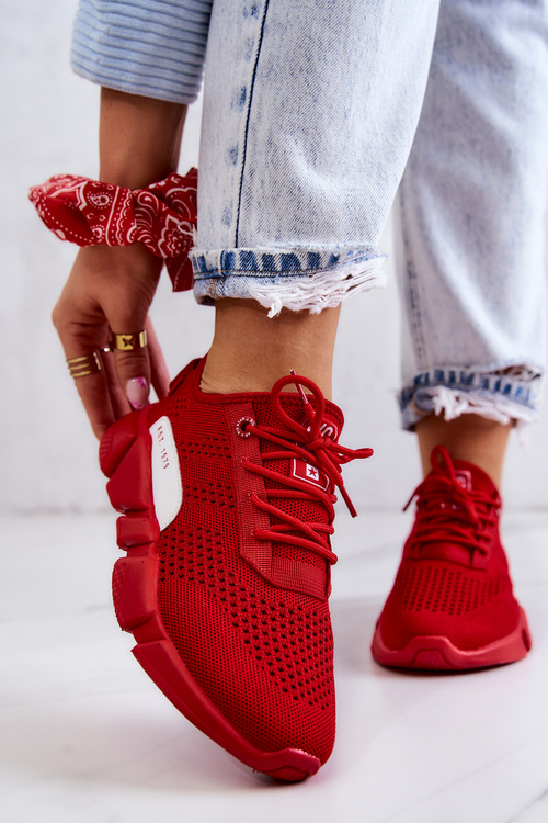 Buty Sportowe Damskie Memory Foam Czerwone Big Star JJ274270