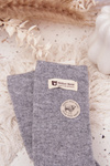 Warm woolen women's socks with patch gray