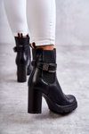 leather boots on a post with a decorative belt Black Maresol