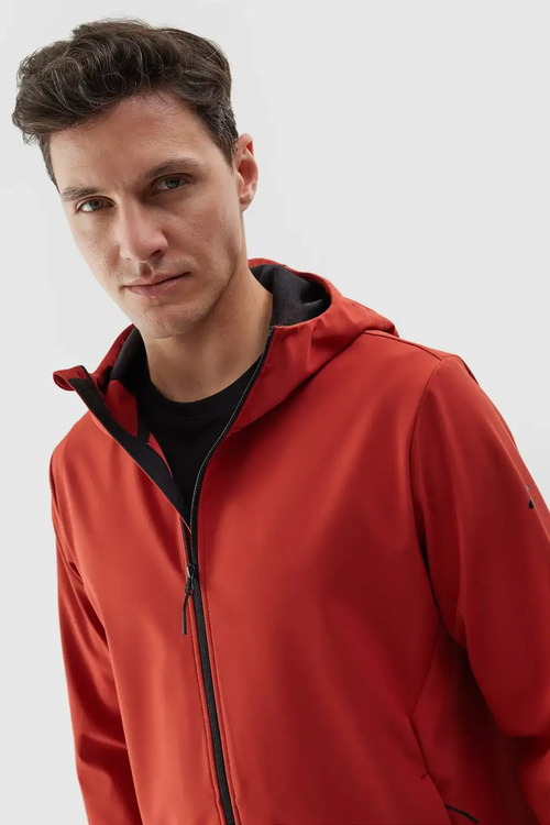 Men's softshell jacket with hood red 4F 4FWAW24TSOFM283-61S