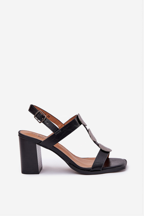 Women Sandals On Heel With Decorative Strap Black Mirfedi