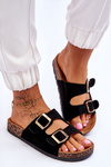 Women's Slippers On Cork Sole Black Cortina