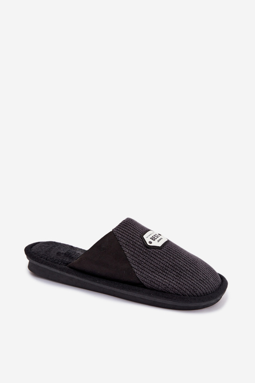 Men's slippers with patch Black Presine