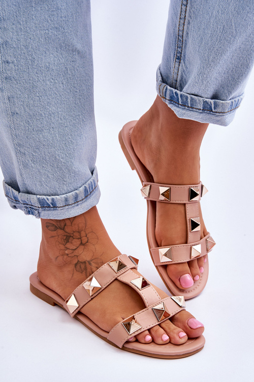 Women's Slippers With Large Studs Nude Mercure