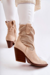 Women's Suede Openwork Boots Cowboy Beige Eleonore