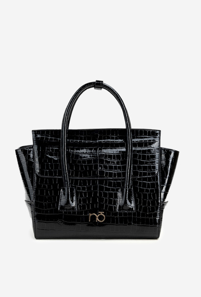 Lacquered handbag case with embossing NOBO BAG5810-M20 Black