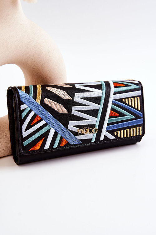 Women's Large Leather Wallet NOBO M0120-C020 Black