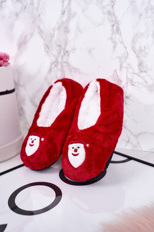 Children's Christmas Slippers With Santa Claus Red Let It Snow