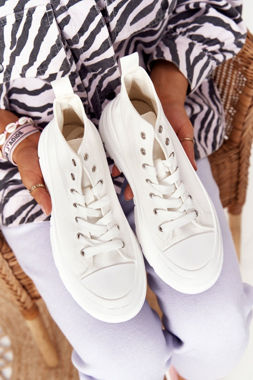 Women's High Sneakers On A Chunky Sole White Trissy