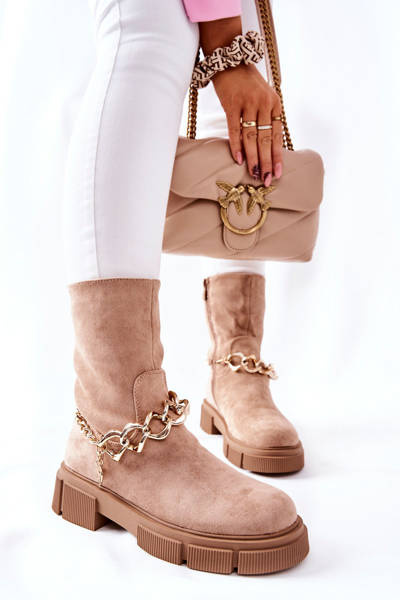 Suede Worker Boots Beige Hellio