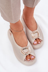 Ladies Leather Sandals With Decoration S.Barski LR51-786 Beige