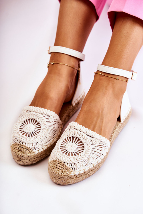 Sandałki Damskie Espadryle Ażurowe Białe Murillo