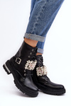 Lined Women's Work Boots Decorated Black Venizi