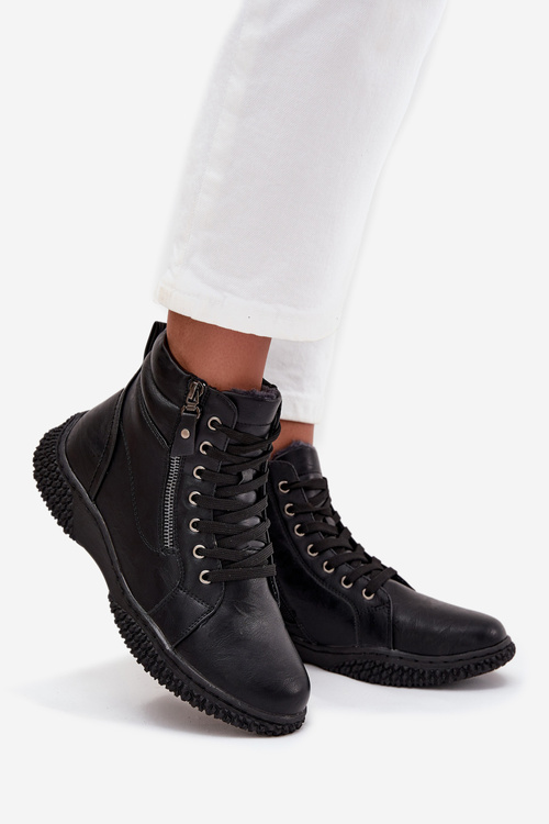 Women's Boots with Warm Lining Made of Eco Leather Black Ulverina