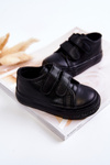 Children's Leather Sneakers With Velcro Black Foster