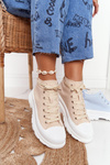 Women's High Sneakers On A Chunky Sole Beige-White Trissy
