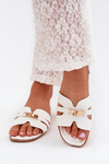 Flat Ladies Slippers With Strap And Golden Detail White Kerenza