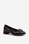 Black Patent Court Shoes with Block Heel Ilvanna