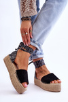 Suede Wedge Sandals Black Livia