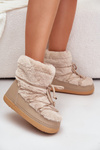 Snow Boots With Fur And Lacing Beige Silvara
