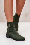 Women's Boots With Zip And Decorative Detail Eco Suede Green Lerioria