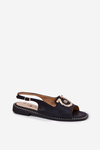 Elegant Sandals With Decoration On Flat Heel S.Barski KV51-003 Black