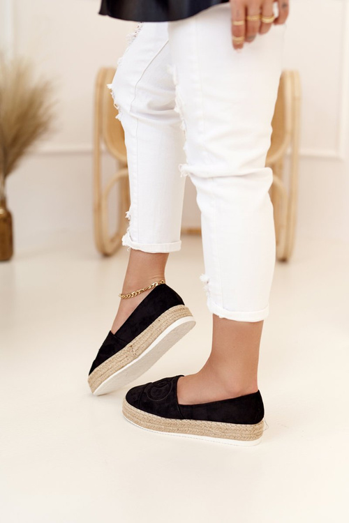 Women's Espadrilles On A Straw Platform Black Febi