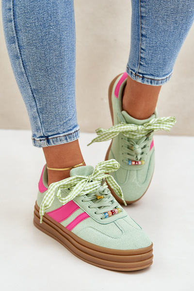 Damskie Sneakersy Z Przypinkami Miętowe Jariana