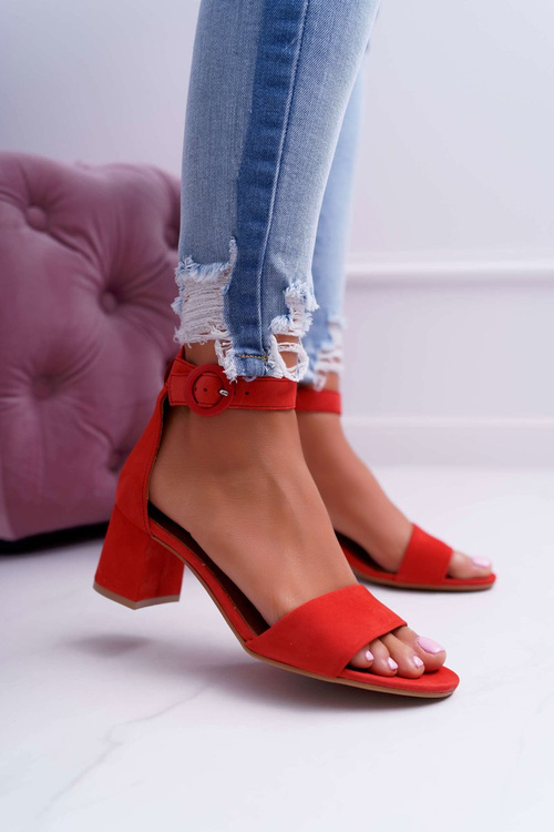 Women's Maciejka Leather Suede Sandals Red 04141-08/00-5