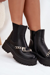 Women's Platform Ankle Boots With Chain Black Marvella