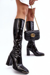 Women's Glossy Over-the-Knee Boots Black Mlokva