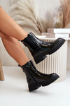 Black Zip-Up Glossy Ankle Boots Groesta
