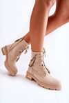 Suede warm boots with a chain Beige Sorita