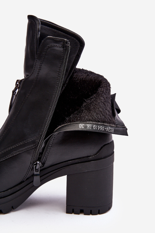 Women's Leather Boots with Rhinestones Black Rosie