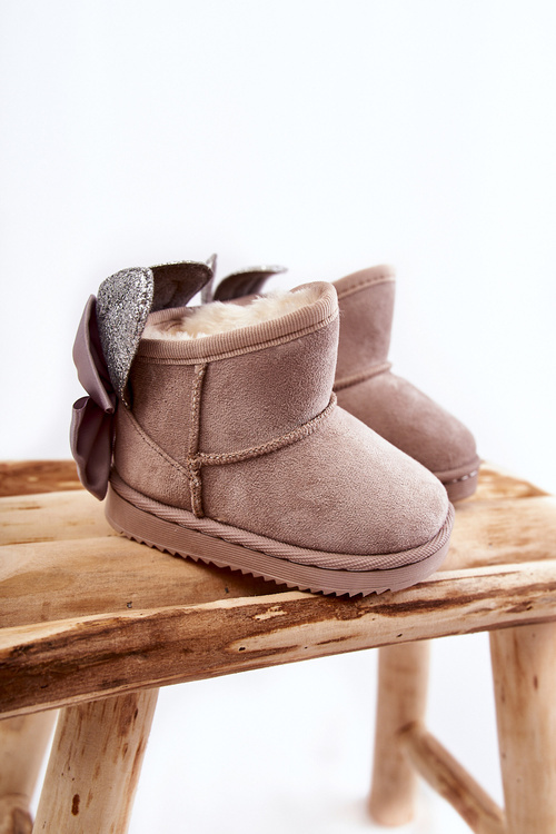 Girls' Warm Snow Boots With Bows grey Meriva