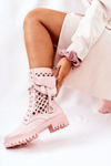 Openwork Boots With A Purse Pink Rock Star
