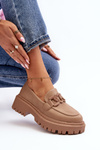 Chunky Women's Loafers With Chain Beige Dataia