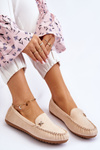 Women's Suede Loafers With Embellishments Beige Leah