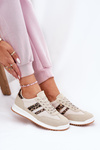 Women's Sneakers Made Of Eco Suede Leopard Beige Marinils