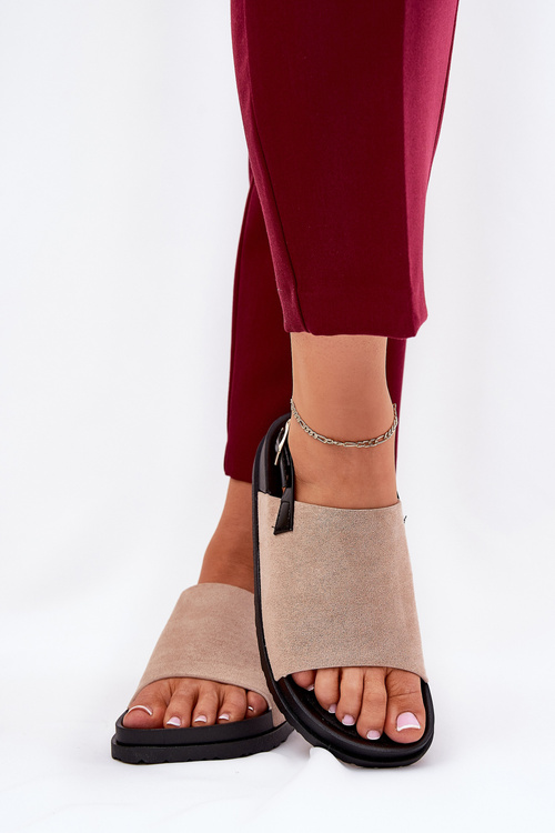 Women's Sandals Made Of Eco Suede On Platform Beige Migola