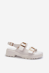 Women's Sandals with Buckles Eco Leather White Konanttia