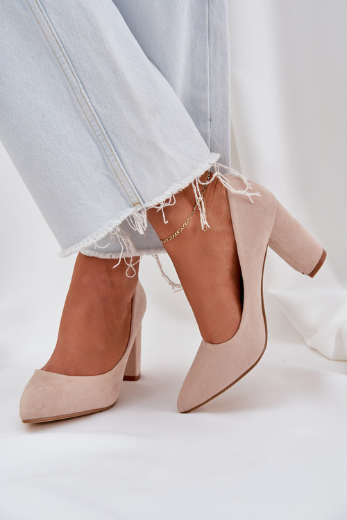 Women's Heeled Eco Suede Beige Pumps Florena