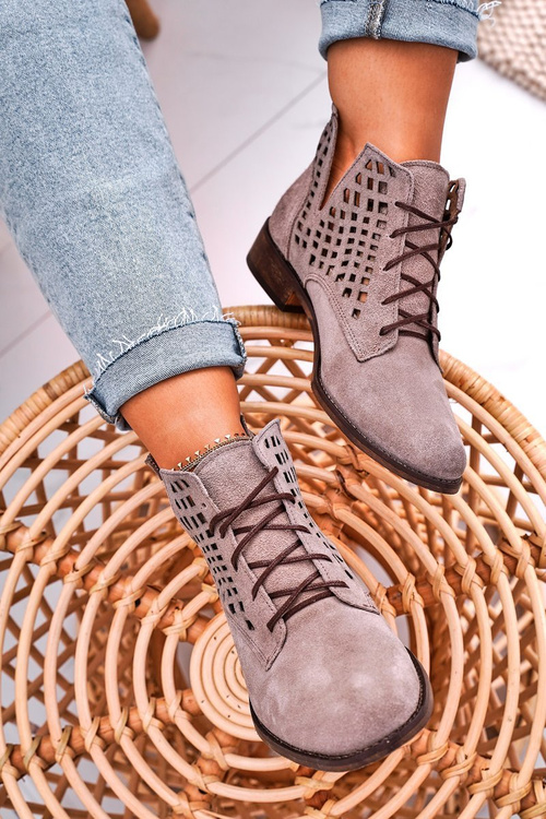 Women's Openwork Boots Suede Cappuccino Susannah