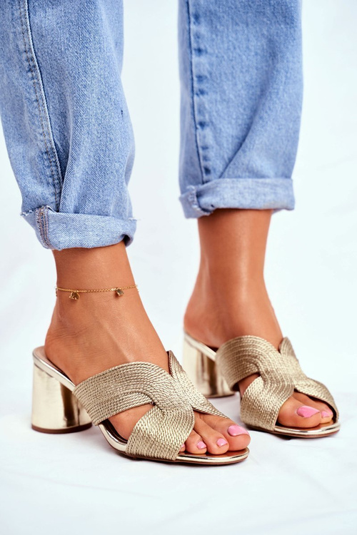 Women's Slides On High Heel Gold Guest